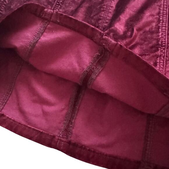 Free People Retro Velvet High Waist Mini Skirt 28 6 Burgundy Romantic Whimsigoth - Picture 4 of 14